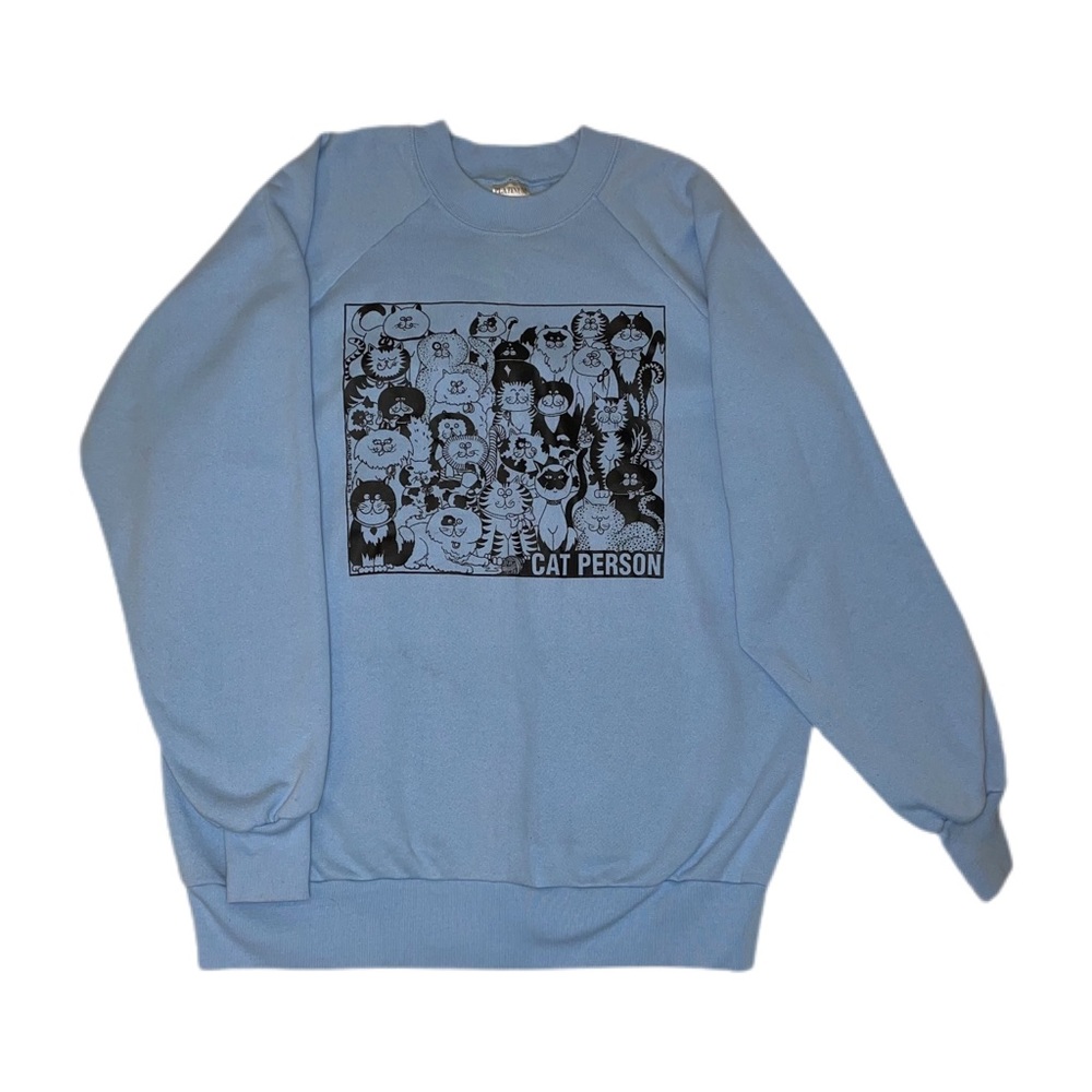 Vintage Cat Person Crewneck Sweatshirt Graphic Size XXL